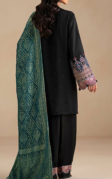 Ethnc Black Raw Silk Suit | Pakistani Embroidered Chiffon Dresses USA- Image 2