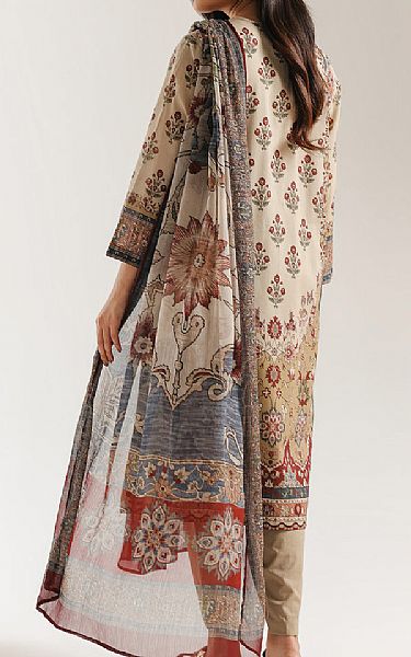 Ethnc Beige Lawn Suit | Pakistani Lawn Dress in USA- Image 2
