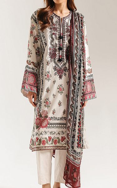Ethnc Off White Lawn Suit | Pakistani Lawn Dress in USA- Image 1
