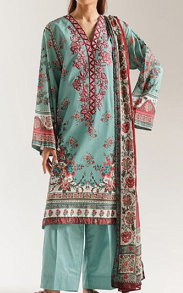 Ethnc Summer Green Lawn Suit | Pakistani Lawn Dress in USA- Image 1