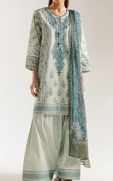 Ethnc Light Grey Lawn Suit | Pakistani Lawn Dress in USA- Image 1