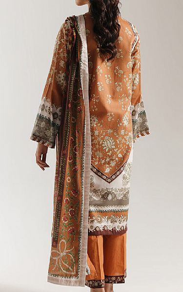 Ethnc Persian Orange Lawn Suit | Pakistani Lawn Dress in USA- Image 2
