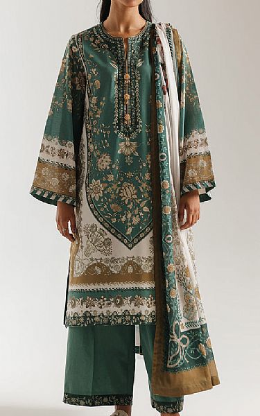 Ethnc Viridian Green Lawn Suit | Pakistani Lawn Dress in USA- Image 1