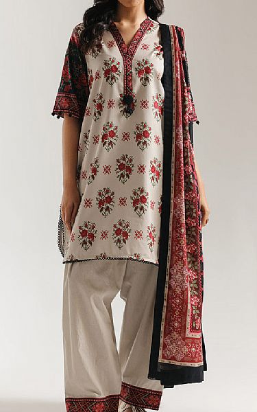 Ethnc Off White Lawn Suit | Pakistani Lawn Dress in USA- Image 1