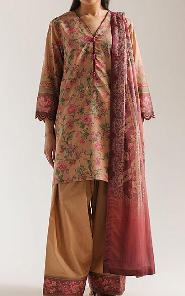 Ethnc Peach Lawn Suit | Pakistani Lawn Dress in USA- Image 1