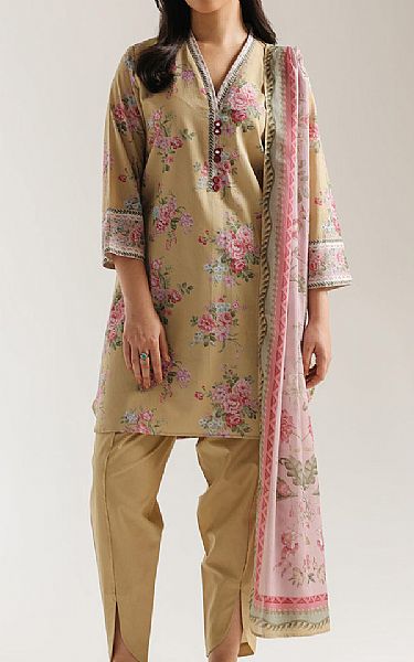 Ethnc Sand Gold Lawn Suit | Pakistani Lawn Dress in USA- Image 1