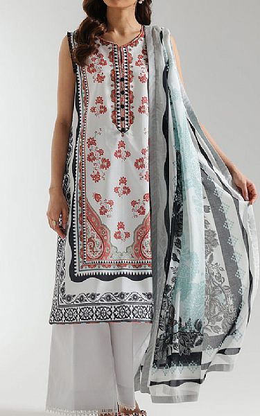 Ethnc Off White/Black Lawn Suit | Pakistani Lawn Dress in USA- Image 1