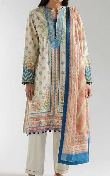 Ethnc Off White Lawn Suit | Pakistani Lawn Dress in USA- Image 1