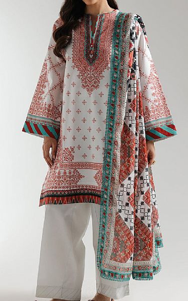 Ethnc Off White Lawn Suit | Pakistani Lawn Dress in USA- Image 1