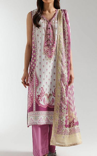 Ethnc Cadillac Pink/Off White Lawn Suit | Pakistani Lawn Dress in USA- Image 1