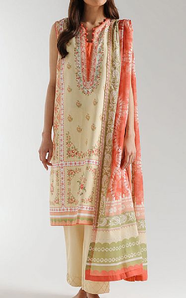 Ethnc Light Yellow Lawn Suit | Pakistani Lawn Dress in USA- Image 1