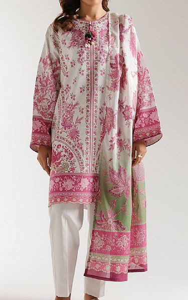 Ethnc Off White/Pink Lawn Suit | Pakistani Lawn Dress in USA- Image 1