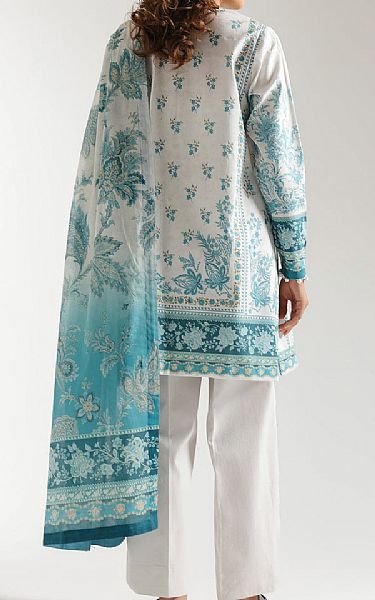 Ethnc Off White/Light Aqua Lawn Suit | Pakistani Lawn Dress in USA- Image 2