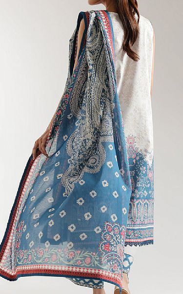 Ethnc Off White/Slate Blue Lawn Suit | Pakistani Lawn Dress in USA- Image 2