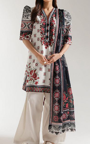 Ethnc Off White Lawn Suit | Pakistani Lawn Dress in USA- Image 1