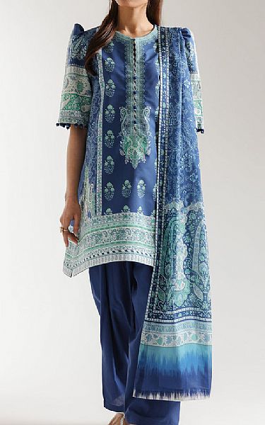 Ethnc Faded Blue Lawn Suit | Pakistani Lawn Dress in USA- Image 1