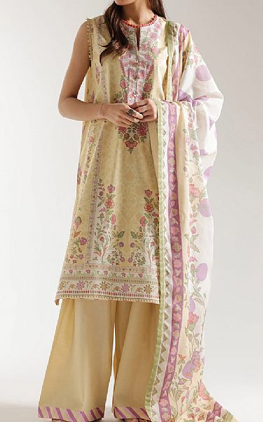 Ethnc Cream Lawn Suit | Pakistani Lawn Dress in USA- Image 1