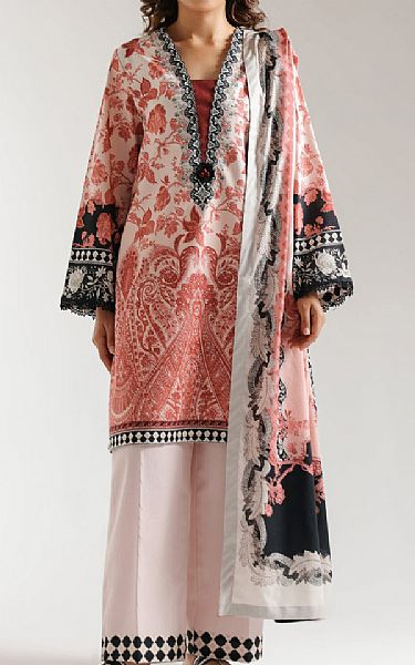 Ethnc Off White/Pale Rose Lawn Suit | Pakistani Lawn Dress in USA- Image 1