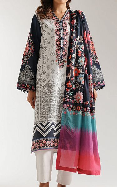 Ethnc Off White/Black Lawn Suit | Pakistani Lawn Dress in USA- Image 1