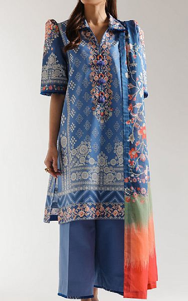 Ethnc Carolina Blue Lawn Suit | Pakistani Lawn Dress in USA- Image 1