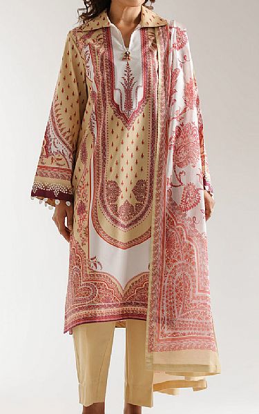 Ethnc Sand Gold Lawn Suit | Pakistani Lawn Dress in USA- Image 1