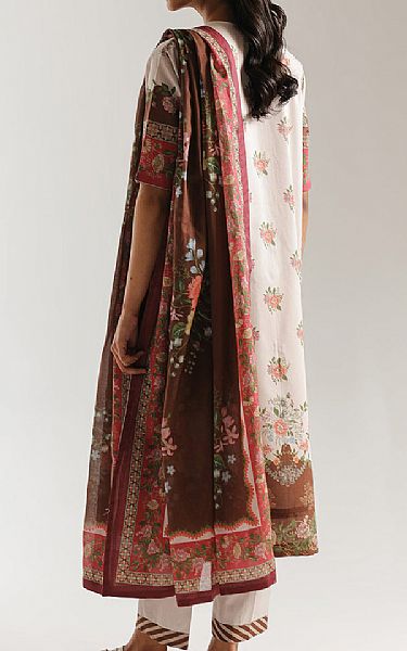 Ethnc Off White/Brown Lawn Suit | Pakistani Lawn Dress in USA- Image 2