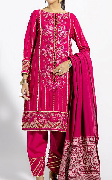 Ethnic Magenta Khaddar Suit | Pakistani Dresses in USA- Image 1