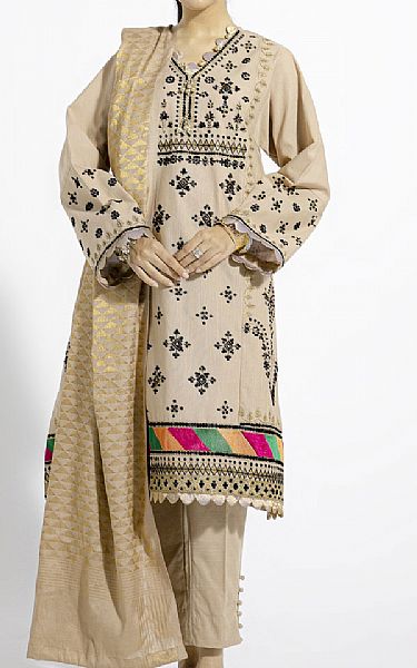 Ethnic Ivory Khaddar Suit | Pakistani Dresses in USA- Image 1