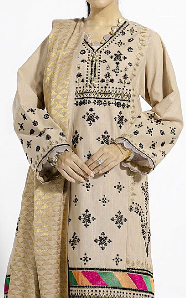 Ethnic Ivory Khaddar Suit | Pakistani Dresses in USA- Image 2