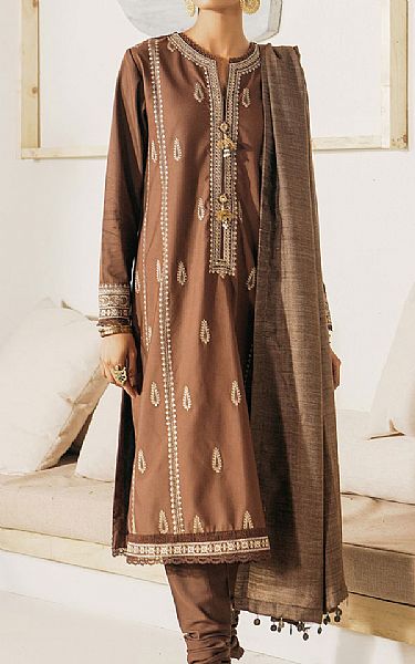 Ethnic Coffee Brown Viscose Suit | Pakistani Dresses in USA- Image 1