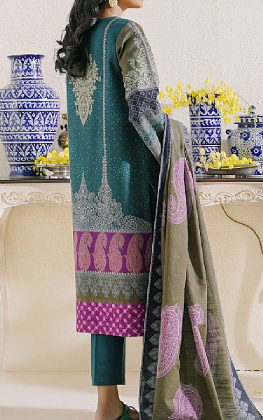 Ethnic Teal Khaddar Suit (2 Pcs) | Pakistani Dresses in USA- Image 2