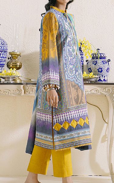 Ethnic Mustard/Off-white Khaddar Suit | Pakistani Dresses in USA- Image 2