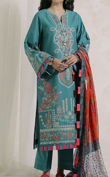 Ethnic Tiffany Blue Lawn Suit | Pakistani Dresses in USA- Image 1