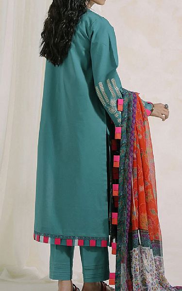 Ethnic Tiffany Blue Lawn Suit | Pakistani Dresses in USA- Image 2