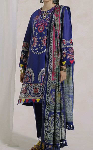 Ethnic Dark Blue Lawn Suit | Pakistani Dresses in USA- Image 1