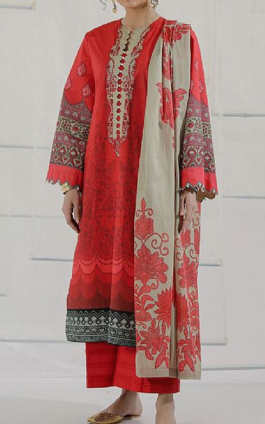Ethnic Red Lawn Suit | Pakistani Dresses in USA- Image 1