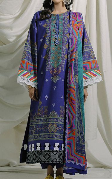 Ethnic Majorelle Blue Lawn Suit | Pakistani Dresses in USA- Image 1