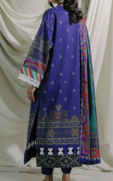 Ethnic Majorelle Blue Lawn Suit | Pakistani Dresses in USA- Image 2