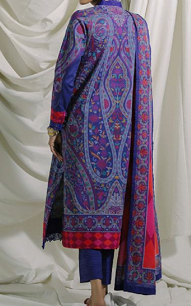 Ethnic Royal Blue Lawn Suit | Pakistani Dresses in USA- Image 2