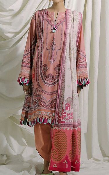 Ethnic Peach Lawn Suit | Pakistani Dresses in USA- Image 1