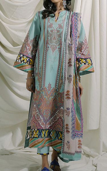 Ethnic Mint Green Lawn Suit | Pakistani Dresses in USA- Image 1