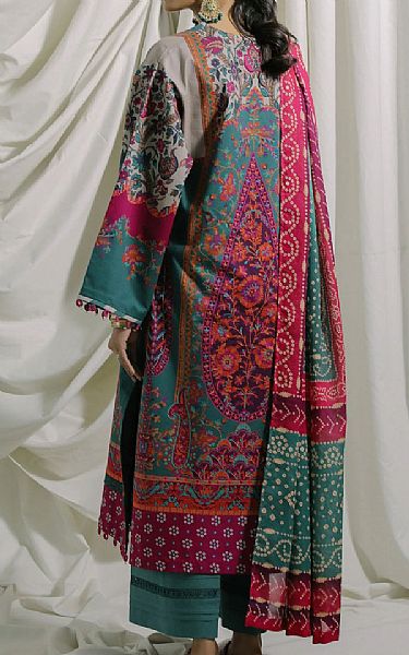 Ethnic Teal Lawn Suit (2 Pcs) | Pakistani Dresses in USA- Image 2
