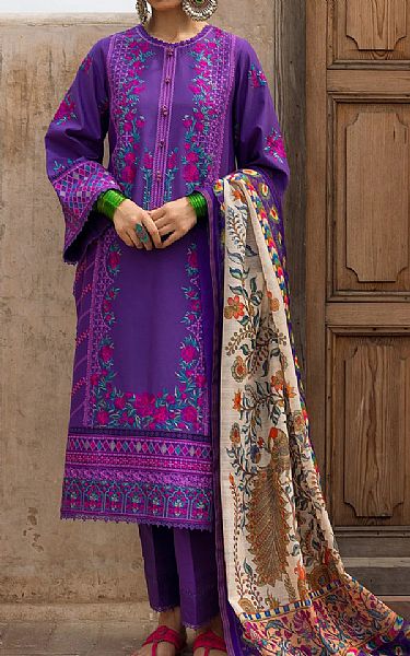 Ethnic Purple Lawn Suit | Pakistani Dresses in USA- Image 1