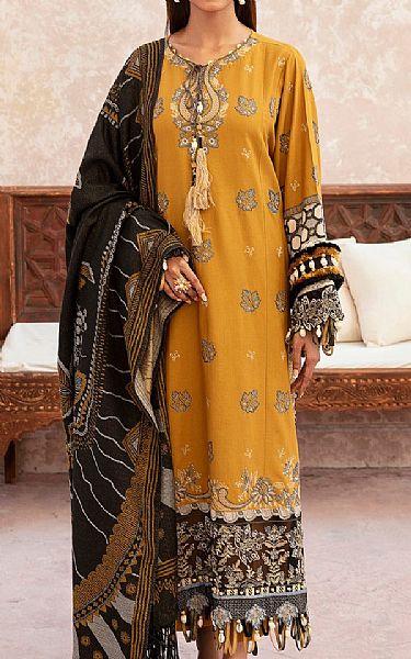 Ethnic Mustard Khaddar Suit | Pakistani Winter Dresses- Image 1