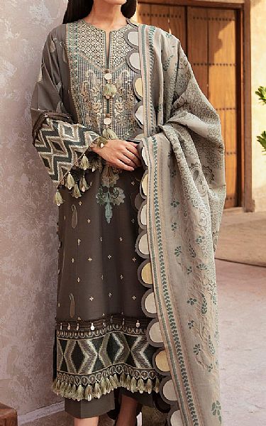 Ethnic Grey Khaddar Suit | Pakistani Winter Dresses- Image 1