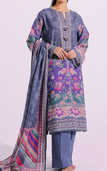 Ethnic Waikawa Grey Khaddar Suit | Pakistani Winter Dresses- Image 1