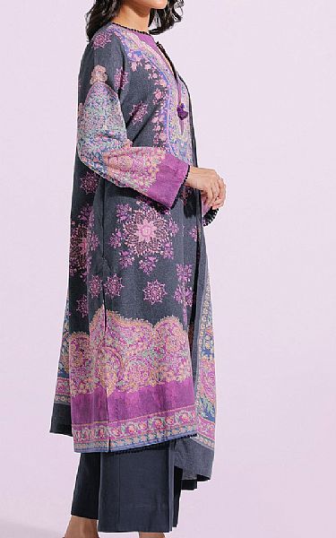 Ethnic Dark Grey Karandi Suit | Pakistani Winter Dresses- Image 2