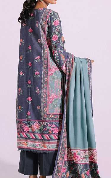 Ethnic Dolphin Blue Karandi Suit | Pakistani Winter Dresses- Image 2