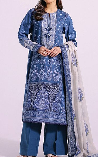 Ethnic Denim Blue Lawn Suit | Pakistani Lawn Suits- Image 1