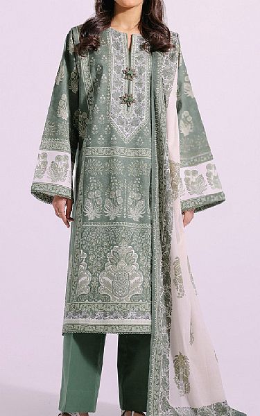 Ethnic Sage Green Lawn Suit | Pakistani Lawn Suits- Image 1